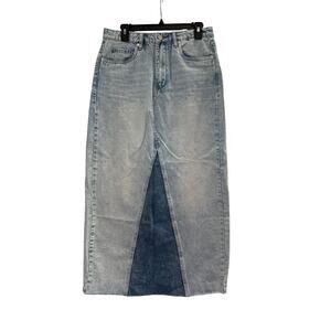 BlankNYC Two Tone Denim Jean Maxi Straight Skirt Sz 27/4